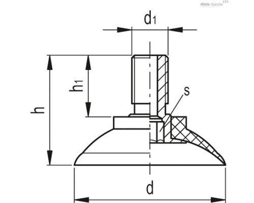 Вакуумная присоска VVI-25-G1/8-T-A (VV.54001) ELESA+GANTER