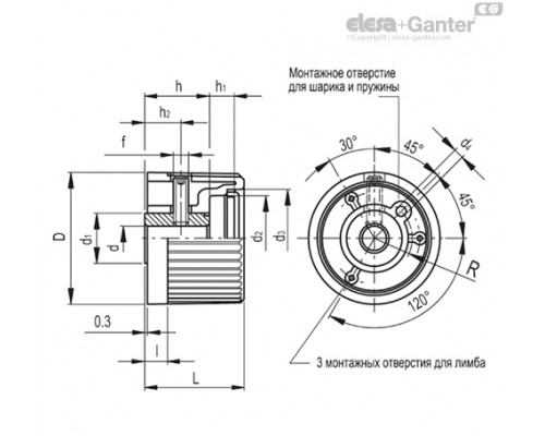 Ручка управления IZN.381/63 A-14-C3 (30771-C3) ELESA+GANTER