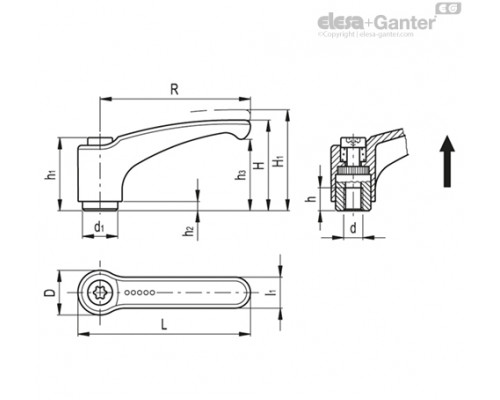 Регулируемая ручка ERM.95 A-M10-C2 (240036-C2) ELESA+GANTER