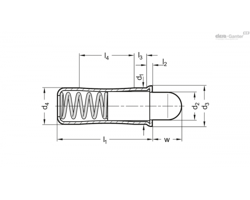 Фиксатор пружинный GN 614.4-4-KU ELESA+GANTER