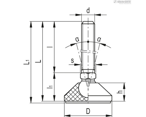 Регулируемая опора LSX.A-26-10-AS-M10x100 (531537) ELESA+GANTER