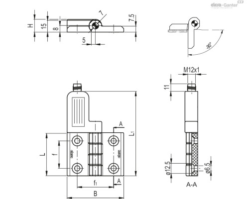 Петля CFSQ.60-SH-6-C-A-S-EA (427013-EA) ELESA+GANTER