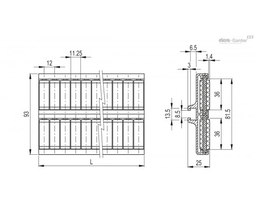 Направляющая GLA-2-RC-93-3000 (419112) ELESA+GANTER