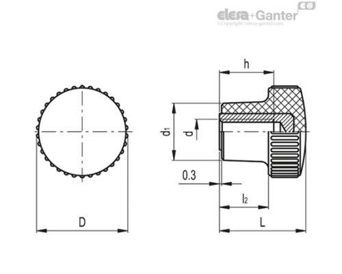 Ручка с накаткой B.259/25-SST-M8 CLEAN (151112) ELESA+GANTER Ручка с накаткой B.259/25-SST-M8 CLEAN (151112) ELESA+GANTER
