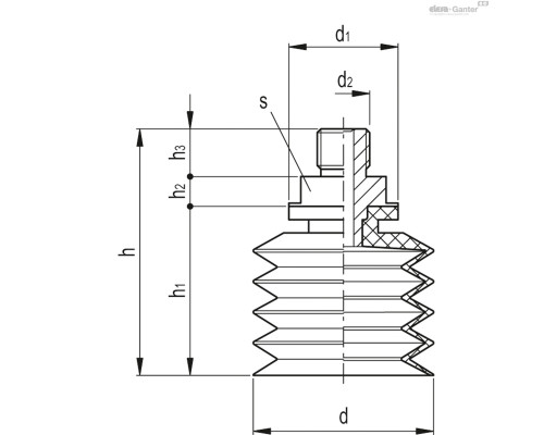 Вакуумная присоска VVM-20-G1/8-T-A (VV.57004) ELESA+GANTER
