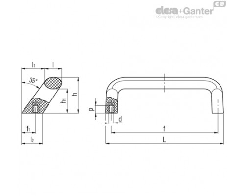 Наклонная ручка M.743/190 B-M6-C3 (37431-C3) ELESA+GANTER