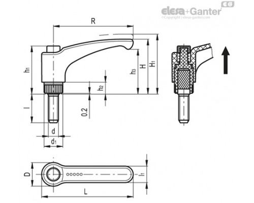 Регулируемая ручка ERX.63 SST-p-M8x25-C4 (235441-C4) ELESA+GANTER