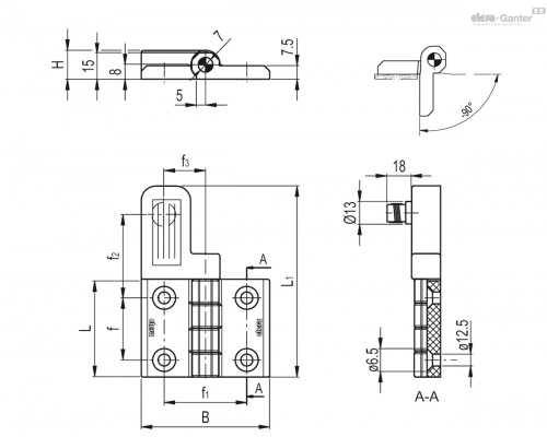 Петля CFSQ.60-SH-6-C-B-S-EA (427017-EA) ELESA+GANTER