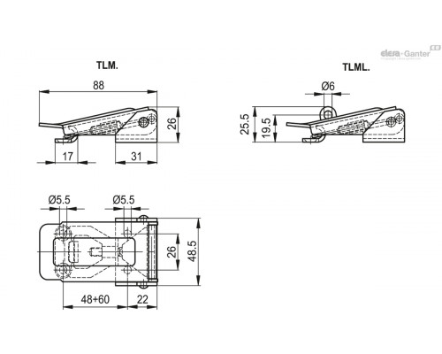 Замок натяжной TLML.Z-26/48-60+R (420153) ELESA+GANTER