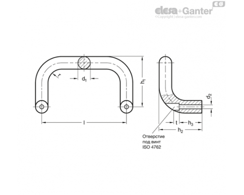П-образная ручка GN 426.4-AL-20-200-SW ELESA+GANTER