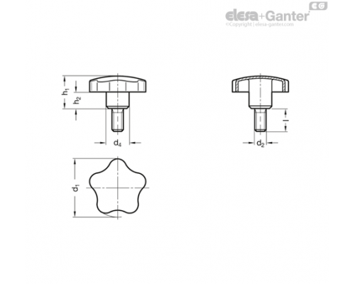 Лепестковая ручка GN 5334.4-60-M12-50 ELESA+GANTER