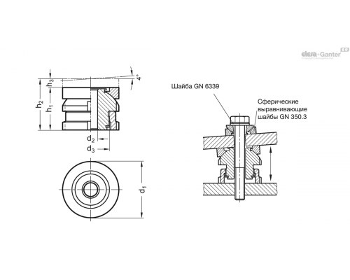 Комплект для выравнивания GN 350.2-25-6,6-22-ST ELESA+GANTER