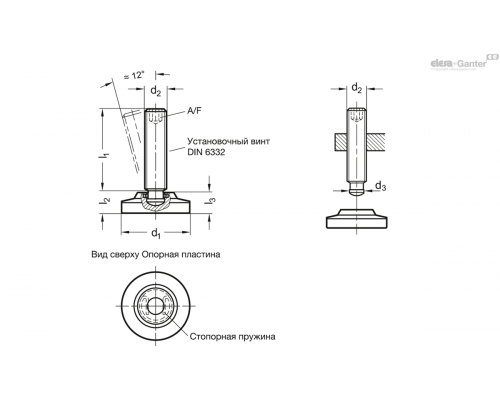 Регулируемая опора GN 6311.6-50-M16-89-N ELESA+GANTER