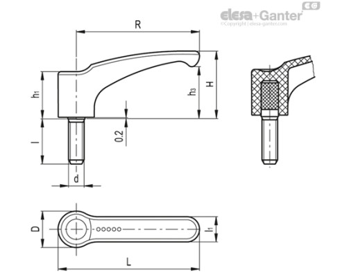 Ручка рычажного типа ERF.44 p-M6x16-C1 (232116-C1) ELESA+GANTER