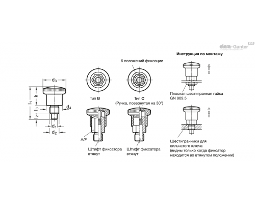 Штифт стопорный GN 822.7-4-M8-B ELESA+GANTER