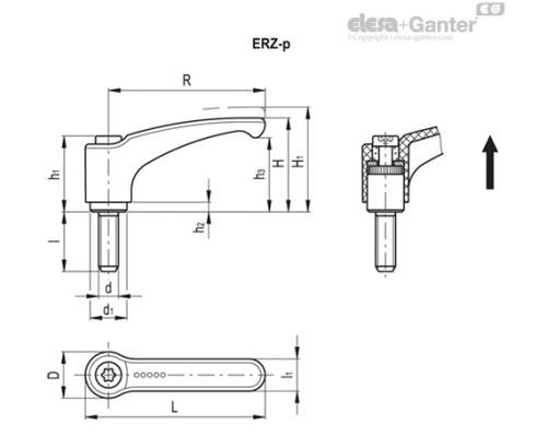 Регулируемая ручка ERZ.95-p-M16x63-C6 (238781-C6) ELESA+GANTER