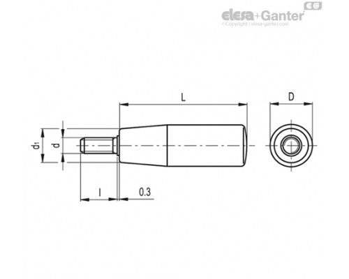 Цилиндрическая ручка I.280/65 p-M10x30 (21812) ELESA+GANTER