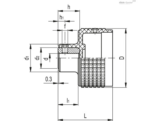 Ручка с накаткой MBT.60-GXX1 A-8 (CE.30001-R) ELESA+GANTER