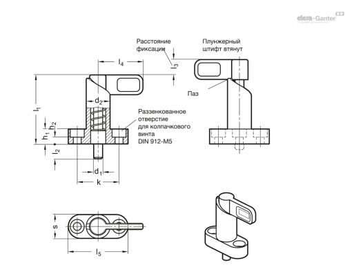 Рычажные фиксаторы GN 612.10-6-16-16-SW ELESA+GANTER
