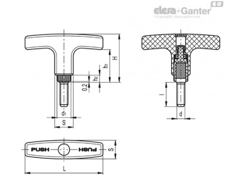 Т-образная ручка L.652-S/67 p-M6x16 (32552) ELESA+GANTER