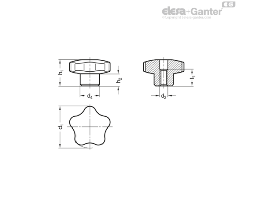 Лепестковая ручка GN 5336-60-M12-D-MT ELESA+GANTER