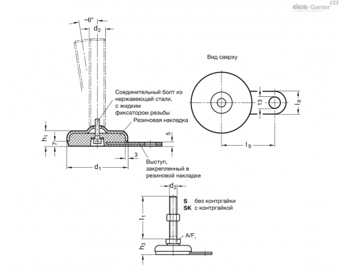 Регулируемая опора GN 32-50-M8-40-A5-S ELESA+GANTER