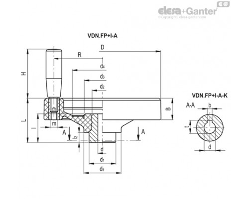 Маховичок цельнолитый VDN.63 FP+I-A10 (73671-10) ELESA+GANTER