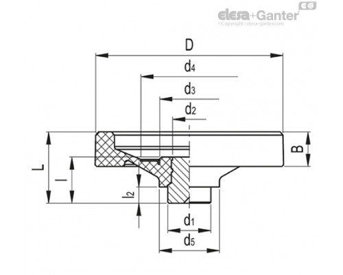 Маховичок цельнолитый VDN.200 FP-SST (73753) ELESA+GANTER