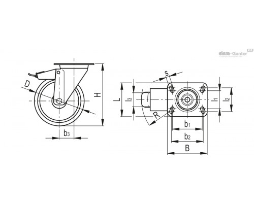 Колёсико RE.G1-080-SBF-N (452601) ELESA+GANTER