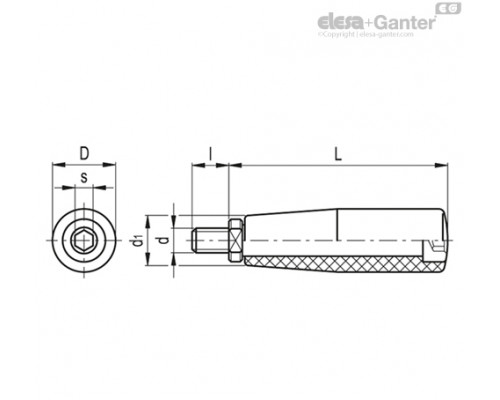 Цилиндрическая ручка I.281/100+x-M14+Gh (22822) ELESA+GANTER