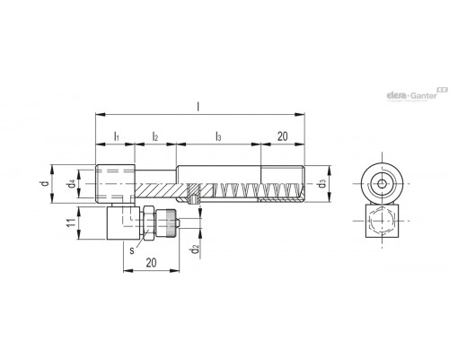 Крепление VPE-80-20-G1/8-F-L (VV.43004) ELESA+GANTER
