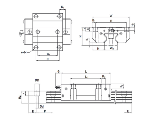 Блок системы линейного перемещения RGW45HCZAP (роликовая) TECHNIX