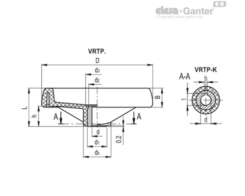Маховик со спицами VRTP.100-A8 (78510-R) ELESA+GANTER
