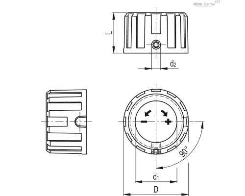 Поворотная ручка MDX.51-D-C2 (CE.85831-D-C2) ELESA+GANTER