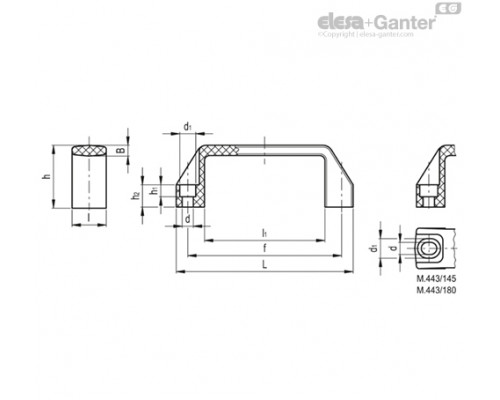 Мостовидная ручка M.443/140-8-CH-C9 (37101) ELESA+GANTER