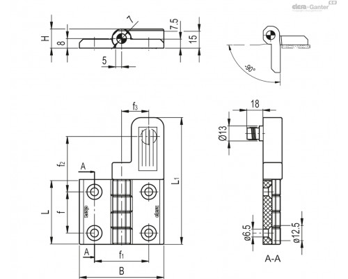 Петля CFSQ.60-SH-6-C-B-D-EA (427015-EA) ELESA+GANTER