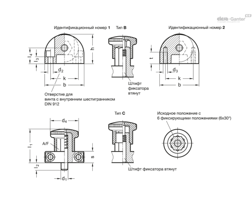 Штифт стопорный GN 412-10-47-B-2 ELESA+GANTER Штифт стопорный GN 412-10-47-B-2 ELESA+GANTER