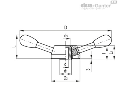 Маховик двухрычажный VBR.2/280 (65811) ELESA+GANTER Маховик двухрычажный VBR.2/280 (65811) ELESA+GANTER