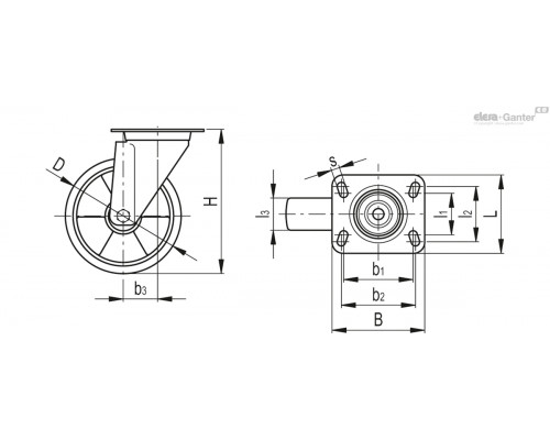 Колесико RE.F5-125-SSL-H-ESD (451701-ESD) ELESA+GANTER