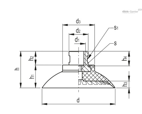 Вакуумная присоска VVB-40-G1/4-B (VV.46501) ELESA+GANTER