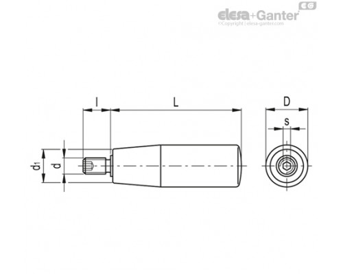 Цилиндрическая ручка I.301/28+x-M6 (23001) ELESA+GANTER