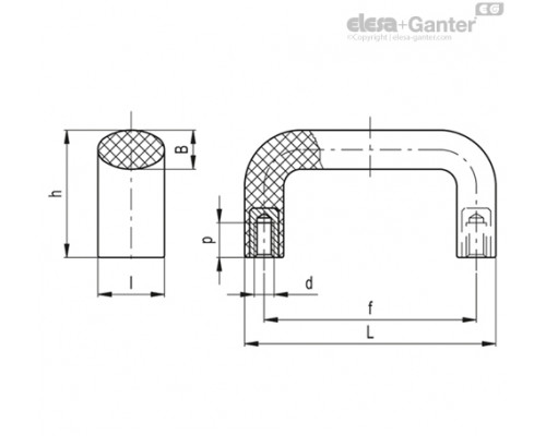 Мостовидная ручка M.643/140-120 B-M8 (37316) ELESA+GANTER