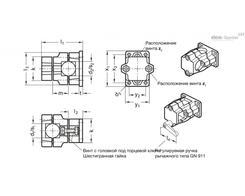 Зажим GN 141-B20-V20-2-BL ELESA+GANTER