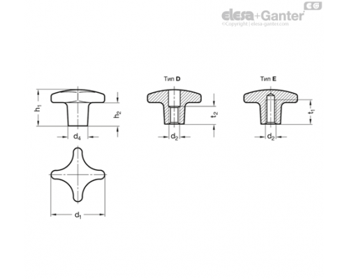 Ручка DIN 6335-GG-32-M6-D-ZB ELESA+GANTER