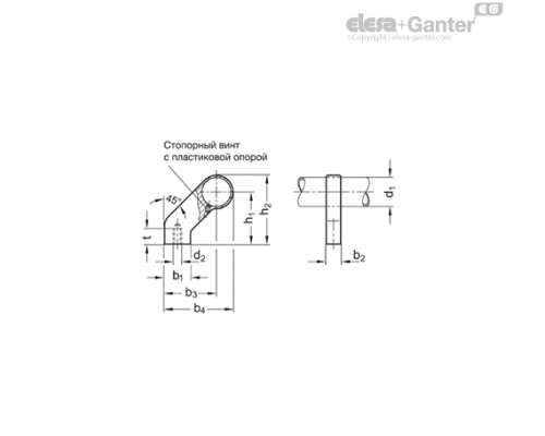 Опора ручки GN 333.8-28-A-SR ELESA+GANTER