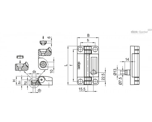 Петля CFSW.110-6-2NO+2NC-F-B-2-C33 (426613-C33) ELESA+GANTER