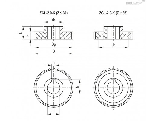Зубчатая передача ZCL-2.0-25-A15-K (550527-K) ELESA+GANTER