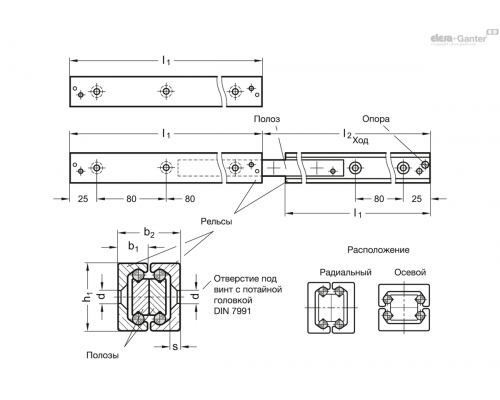 Направляющие GN 2410-28-370 ELESA+GANTER