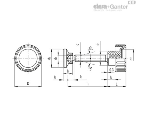 Ручка с рифлением с упорной накладкой фиксации BT.40-SST-p-M10x55-SV32 (108825) ELESA+GANTER Ручка с рифлением с упорной накладкой фиксации BT.40-SST-p-M10x55-SV32 (108825) ELESA+GANTER