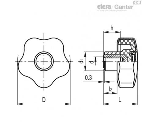 Лепестковая поворотная ручка VCT.43 B-M8-SOFT-C9 (169894-C9) ELESA+GANTER